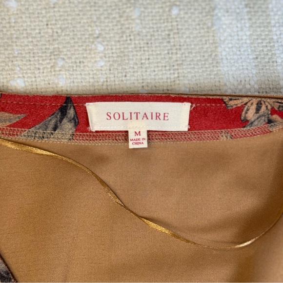 Solitaire/Anthologie red floral faux suede open front kimono/ cardigan size m - Picture 7 of 9